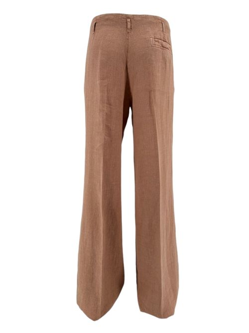 Women's wide trousers in peach linen Kiltie | NEW ARLES-T4502309